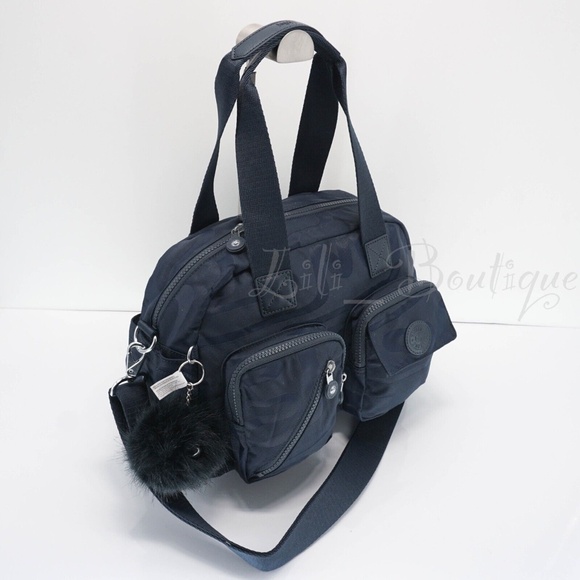 Kipling Defea Large Satchel Shoulder Handbag HB7355 Doodle Jacquard Navy NWT 134 - Picture 4 of 13